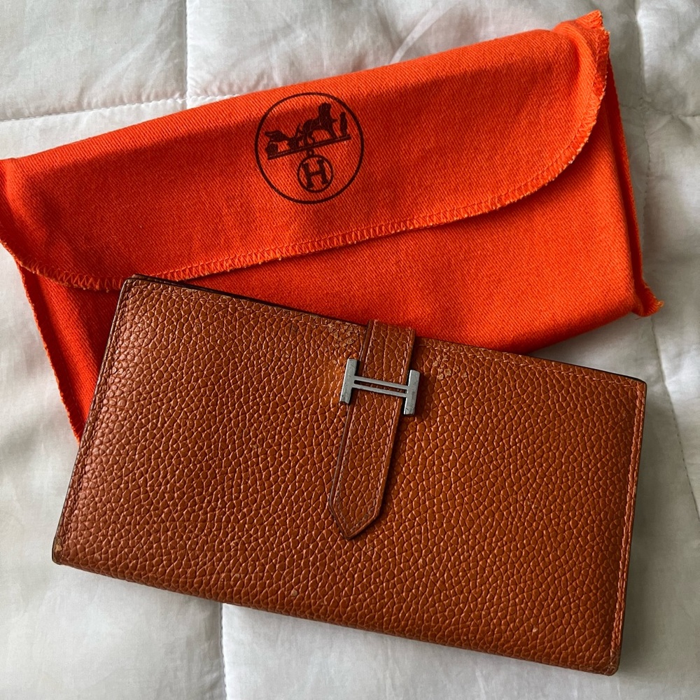 Hermès - Epsom Bearn Gusset Wallet Orange
